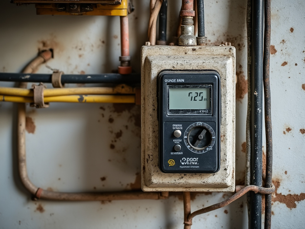 Test de continuité de terre sur une prise électrique ancienne dans une cuisine