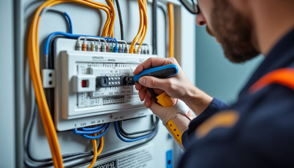 Tableau électrique rénové dans une maison avec électricien