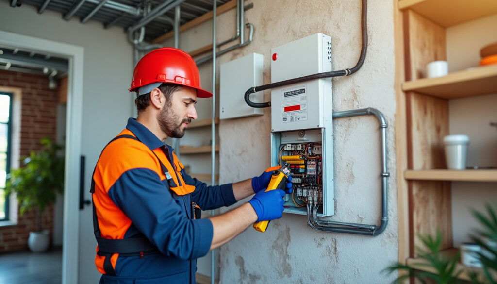 Tableau électrique propre et moderne dans un logement rénové