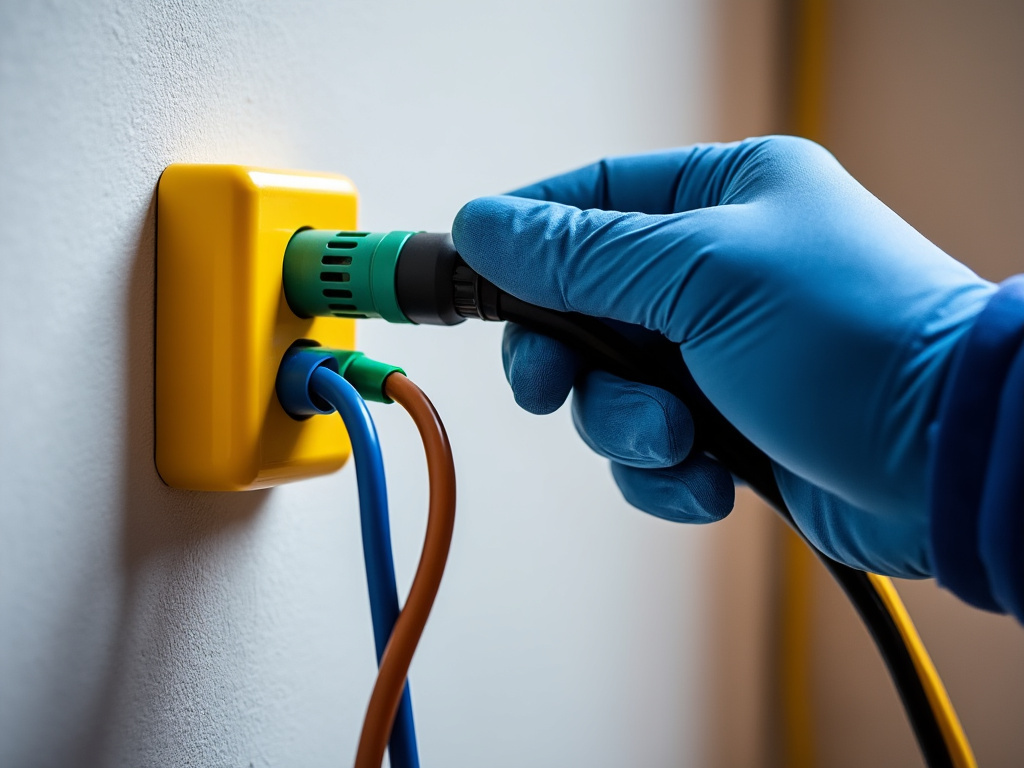 Branchement d’une prise électrique à trois fils en cours de vérification