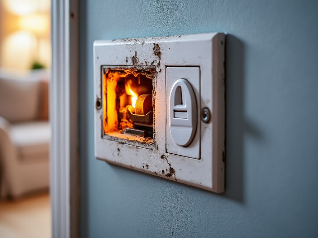 Prise électrique avec signe de surchauffe détectée lors d'une inspection