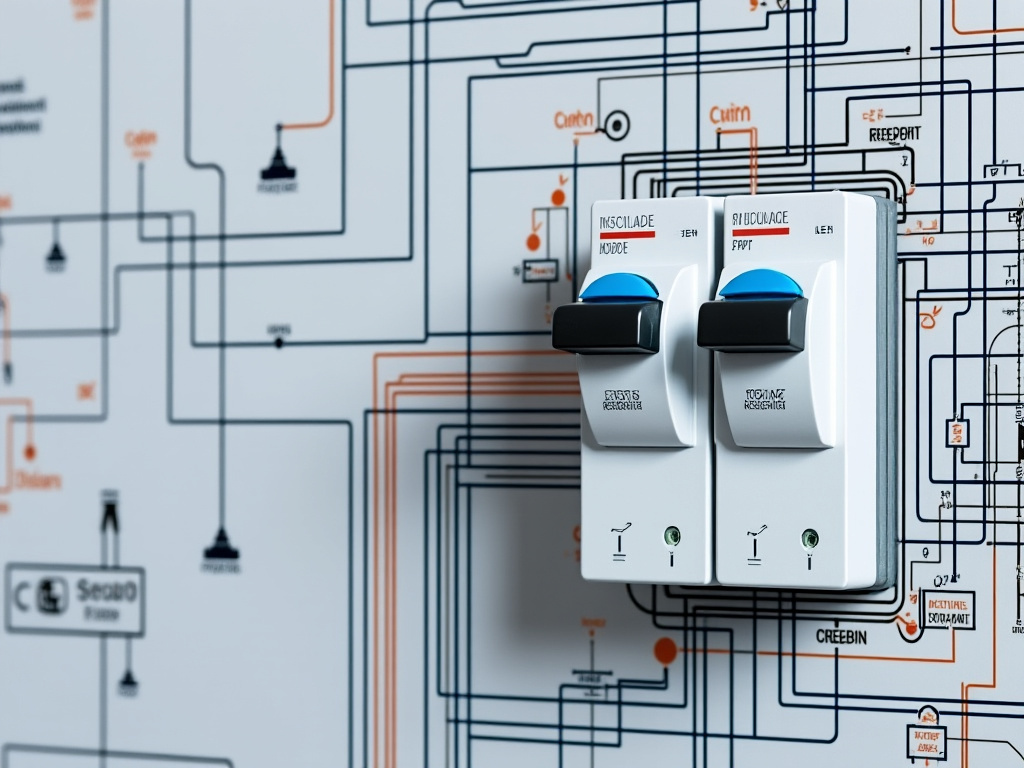 Interrupteur différentiel et disjoncteur différentiel vus sur un tableau électrique