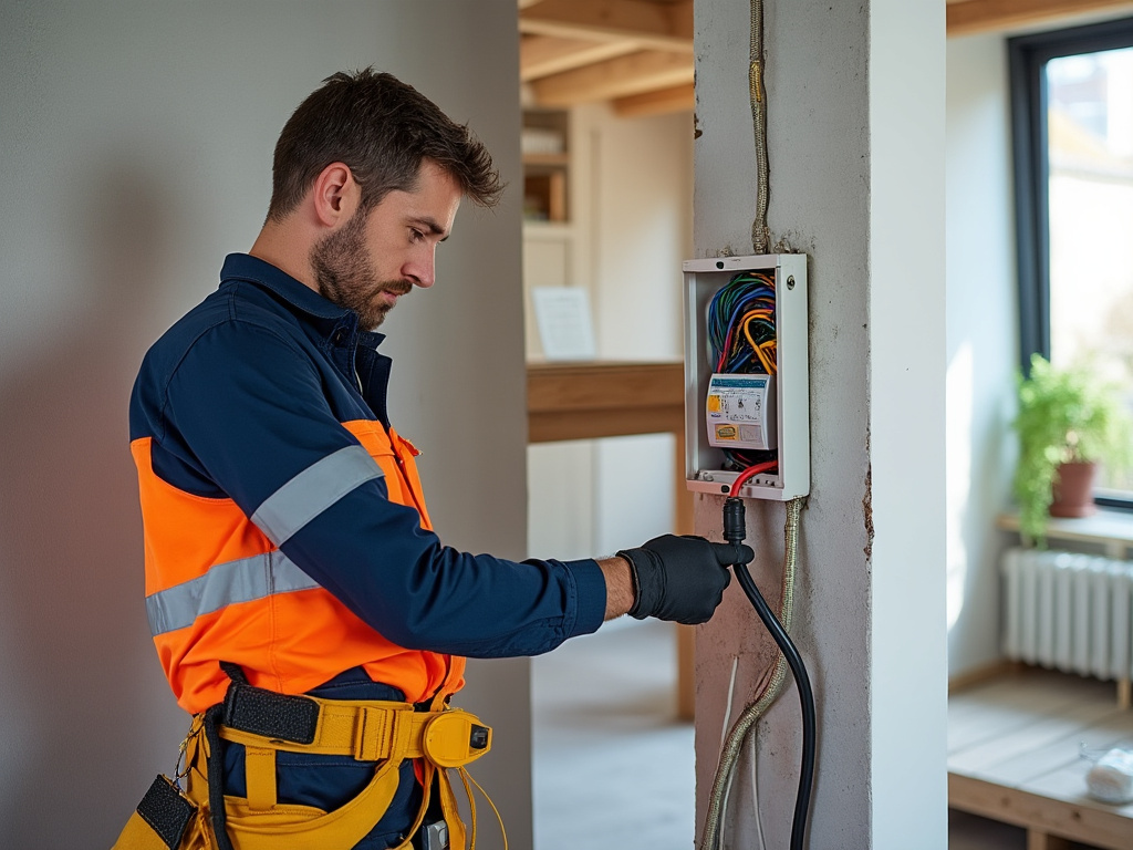Électricien effectuant une vérification de tableau électrique