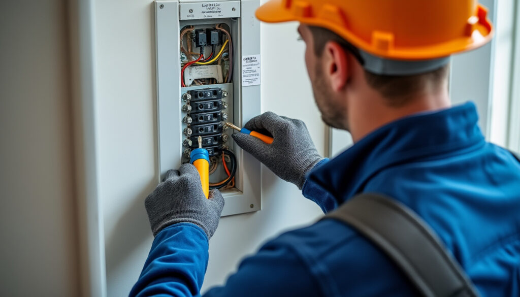 Tableau électrique propre dans un logement rénové avec électricien en intervention