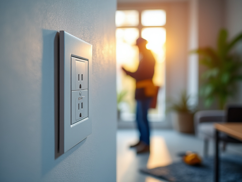 Prise électrique contrôlée par un électricien en logement rénové