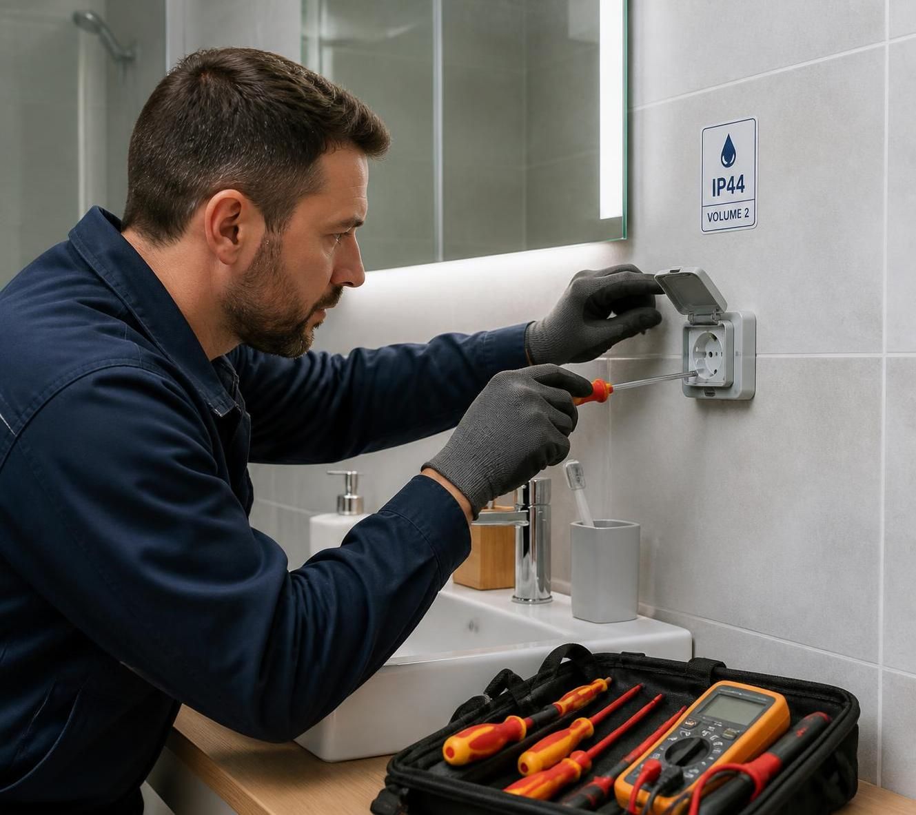 découvrez les normes essentielles pour l'installation d'une prise électrique dans une salle de bain près du lavabo et assurez une conformité optimale pour votre sécurité.