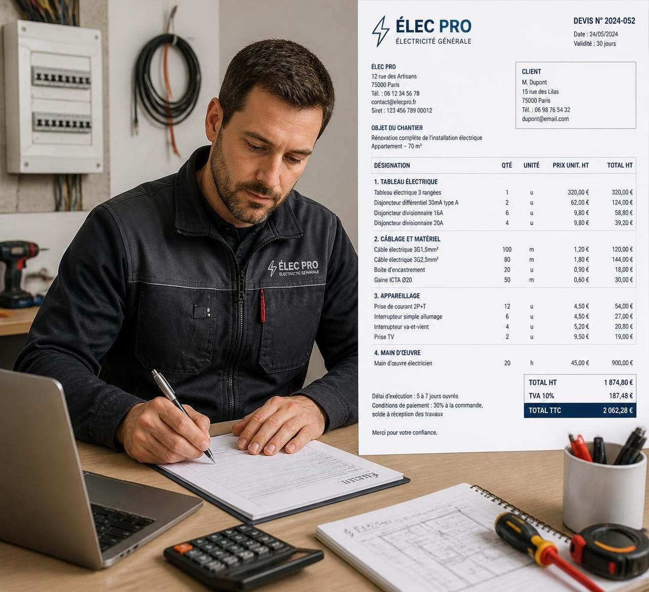 découvrez le prix moyen d'un électricien à l'heure en 2026 et obtenez des informations clés pour mieux planifier vos travaux électriques.
