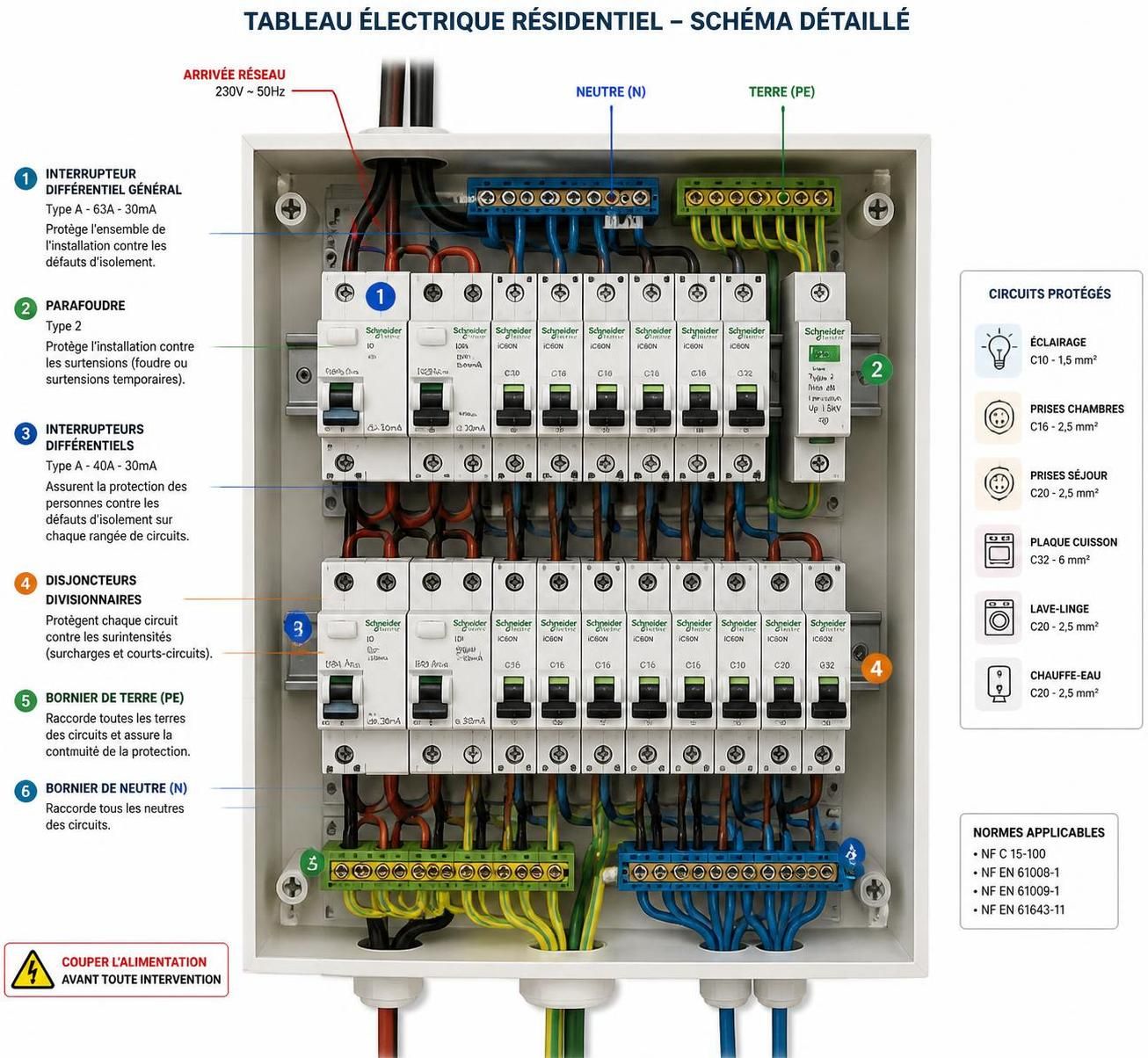 découvrez comment lire et interpréter le schéma d'un tableau électrique pour garantir une installation sécurisée et conforme aux normes.