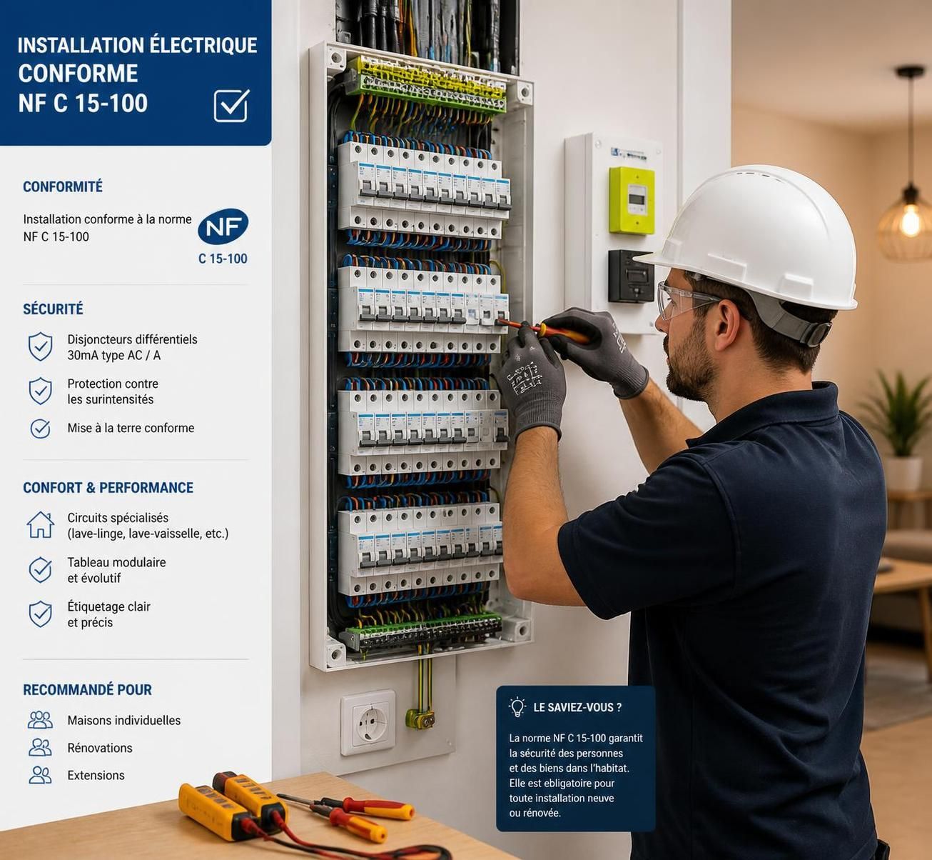 découvrez les exigences essentielles de la norme nf c 15-100 pour garantir une installation électrique sécurisée et conforme aux standards en vigueur.