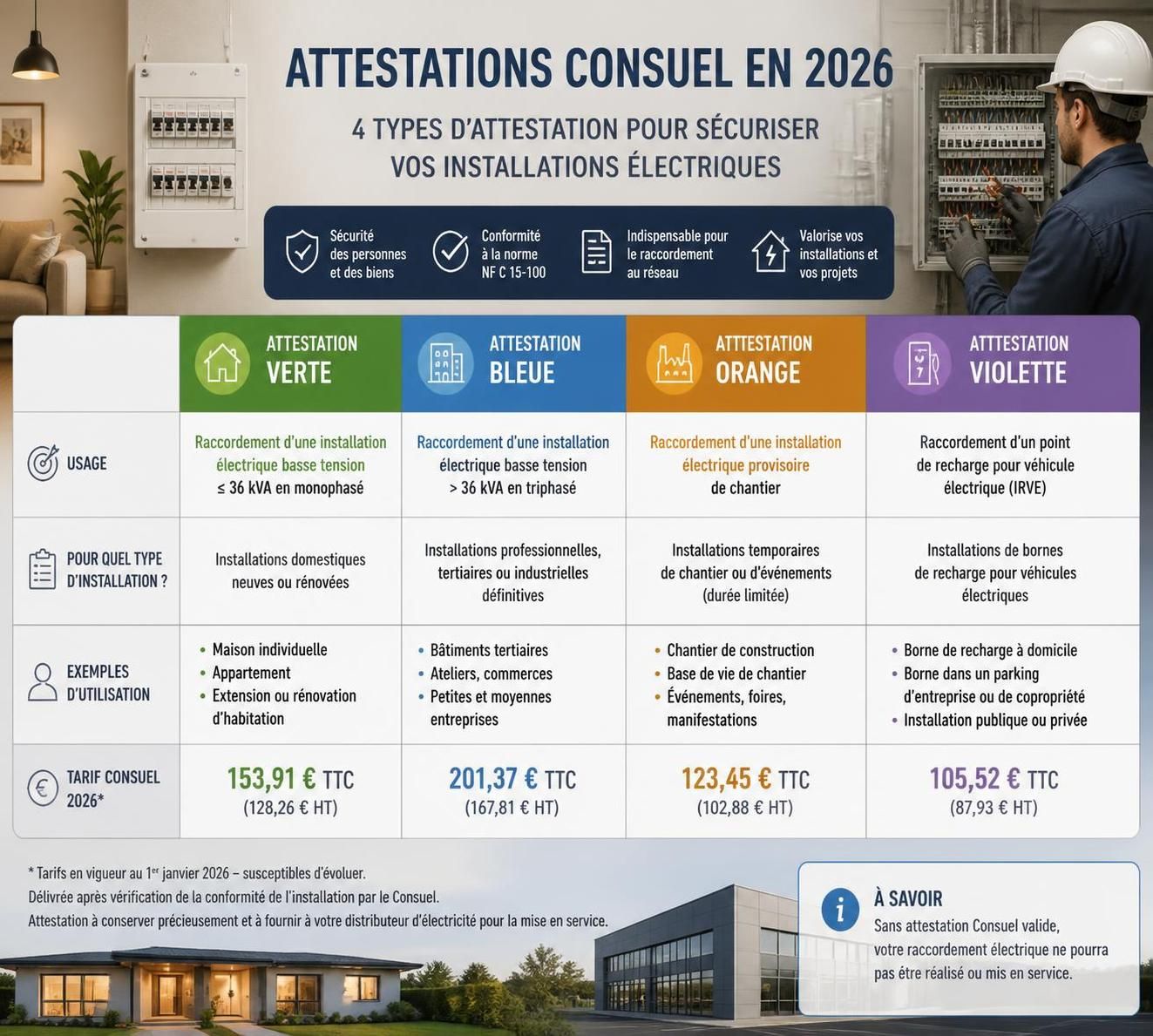 découvrez le tarif du consuel électrique en 2026 et préparez votre installation en connaissant les coûts exacts pour obtenir la conformité électrique.